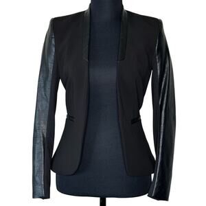 H&M Women’s Faux Leather And Fabric Blazer Black Size 2